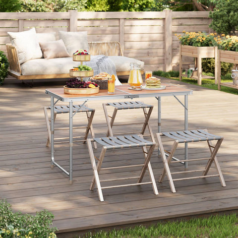 Rootz Adjustable Camping Table - Folding Picnic Table - Lightweight MDF Table - 3 Height Settings - 60 x 55/62/70 x 120 cm - Durable & Portable