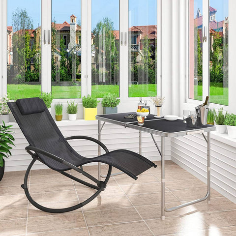 Rootz Camping Table - Folding Table - Garden Table - Height Adjustable - Aluminum Alloy - 60cm x 120cm x 70cm - Space Saving & Stable Design