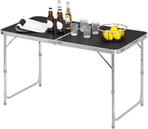 Rootz Camping Table - Folding Table - Garden Table - Height Adjustable - Aluminum Alloy - 60cm x 120cm x 70cm - Space Saving & Stable Design
