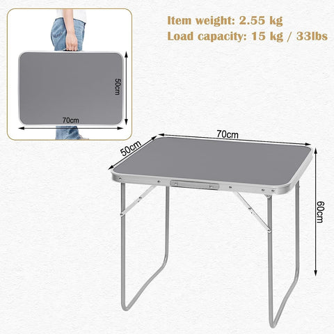 Rootz Folding Camping Table - Ultralight Camp Table - Portable Picnic Table - Rustproof - 70cm x 60cm x 50cm
