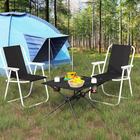 Rootz Portable Folding Camping Table - Beach Table - Outdoor Picnic Table - Oxford Fabric - 63cm x 43cm x 56cm