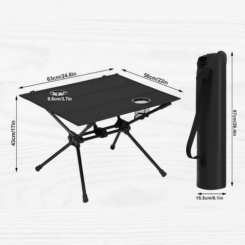 Rootz Portable Folding Camping Table - Beach Table - Outdoor Picnic Table - Oxford Fabric - 63cm x 43cm x 56cm