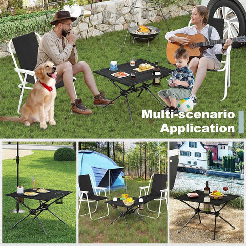 Rootz Portable Folding Camping Table - Beach Table - Outdoor Picnic Table - Oxford Fabric - 63cm x 43cm x 56cm
