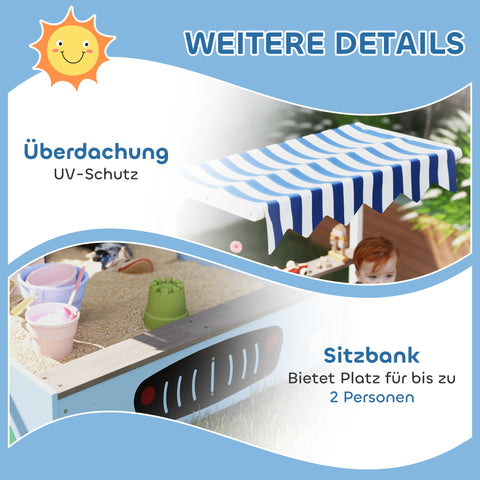 Rootz Sandpit with Canopy - Play Bench - Children's Drawing Table - UV Protection - 108L x 90B x 104H cm