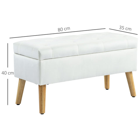 Rootz Upholstered Bench with Storage - Velvet-Like Cover - Bedroom Bench - Comfortable Seating - 80 x 35 x 40 cm