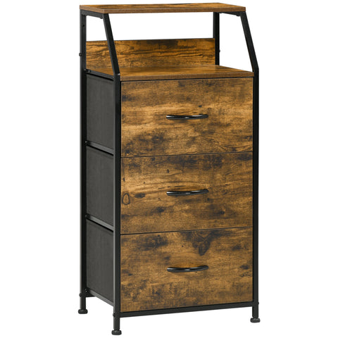 Rootz Storage Cabinet - Fabric Drawers - MDF Shelves - Steel Frame - Adjustable Feet - 44x29x92 cm