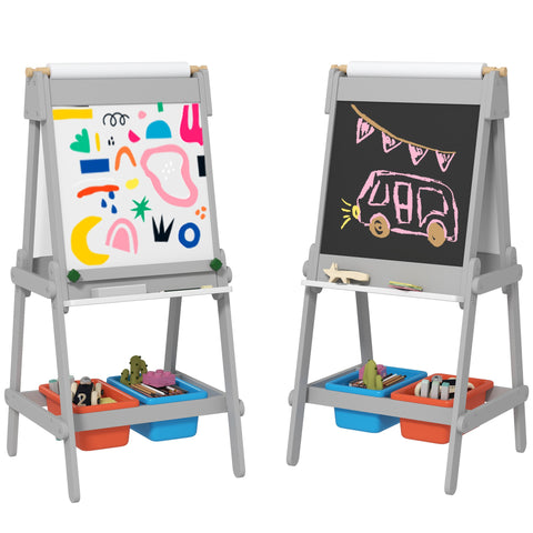 Rootz 3-in-1 Kids Painting Easel - Chalkboard - Whiteboard - Creative Fun - 51cm x 50cm x 108cm
