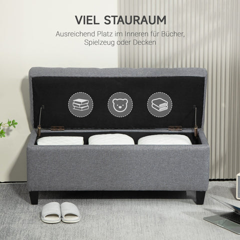 Rootz Upholstered Storage Bench - Entryway Bench - Bed Bench - Ample Storage - 100cm x 40cm x 44cm