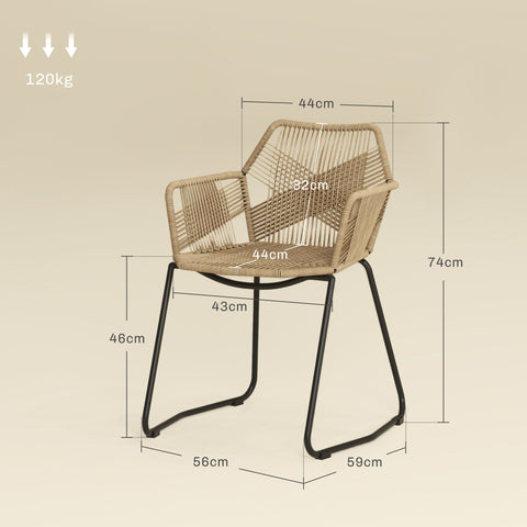 Rootz Set of 2 Dining Room Chairs - Boho Chic - Kitchen Chairs - Comfortable Seating - 56cm x 59cm x 74cm