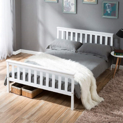 Rootz Wooden Bed Frame - Elegant Bed - Robust Bed - High Load Capacity - 148L x 208W x 82H cm