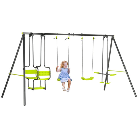 Rootz 4 Swing Set - Playground Set - Children’s Outdoor Playset - Corrosion-Resistant Metal - 3.55m x 1.84m x 1.86m