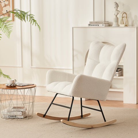 Rootz Modern Rocking Chair - High Back Armchair - Velvety Lounger - Ultimate Comfort - 62.9x95.7x90.9cm
