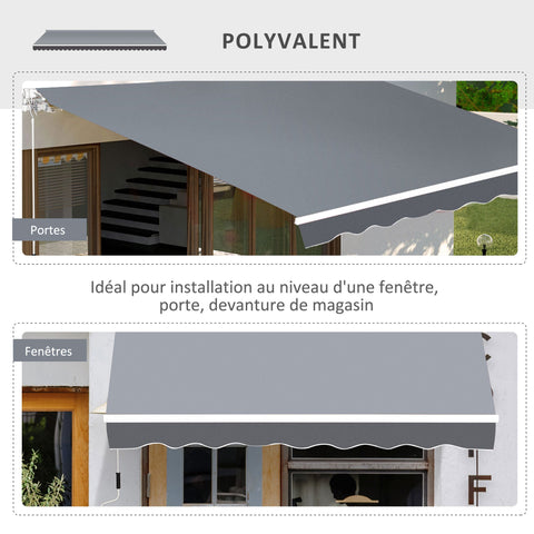 Rootz Manually Extendable Awning - Adjustable Canopy - Outdoor Sunshade - Waterproof Polyester - 2.5m x 2m