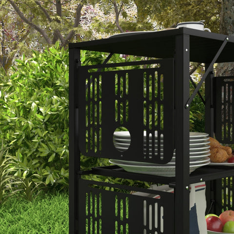 Rootz Camping Table - Picnic Table - Outdoor Kitchen Cabinet - Increased Storage - Compact and Portable - Durable Construction - 126cm x 44cm x 80cm - Black