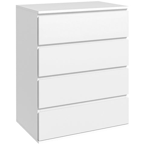 Rootz 4 Drawer Chest - Storage Furniture - Minimalist Design - Handleless - 60 x 40 x 80 cm - White Finish for Modern Elegance