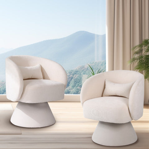 Rootz Modern Swivel Leisure Chair Set - Rotating Chair - Minimalist Design - High Density Cushion - 67cm x 61.4cm x 77.9cm