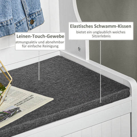 Rootz Wardrobe Stand with Hook - Cloakroom with Bench - Hallway Organizer - Tilt Protection - 89cm x 42cm x 172cm