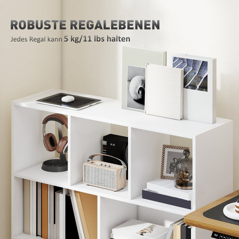 Rootz Bookcase - Regal Standregal - Bookshelf - Organizer - 8 Shelves - Spacious Storage - 97.5 x 30 x 100 cm - White