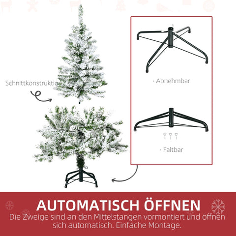 Rootz Frosty Artificial Christmas Tree - Snowy Pine Tree - No Needling - Easy Assembly - Flame Retardant - Ø70cm x 120cm