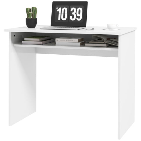 Rootz Compact Computer Desk - Workspace Table - Study Desk - 1 Shelf Storage - Chipboard - 90L x 50B x 74H cm