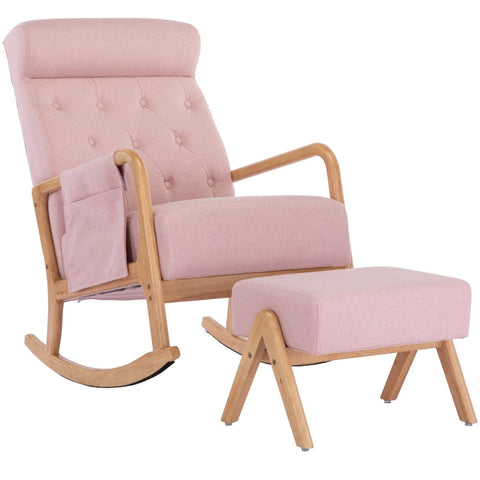 Rootz Mid-Century Rocking Chair - Relaxing Armchair - Ergonomic Recliner - Comfort & Support - 65cm x 85cm x 94cm
