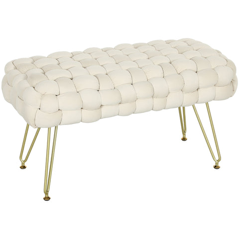 Rootz Modern Stool - Ottoman - Bedroom Bench - Velvet Fabric Comfort - 76cm x 38cm x 41.5cm