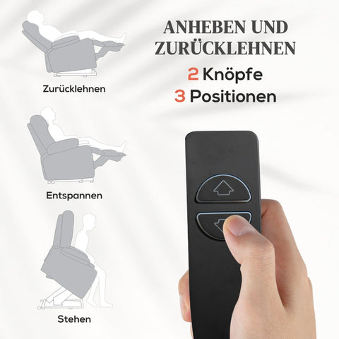 Rootz Stand-Up TV Recliner - Massage Chair - Footrest Recliner - 135° Recline - Oversized Design - Easy Assembly - Light Gray - 91cm x 95cm x 109cm