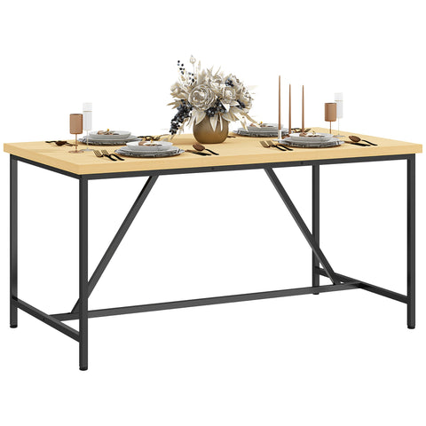 Rootz Dining Table for 6 - Versatile Furniture - Desk Option - Brown Optics - Steel Legs - 150cm x 80cm x 75cm