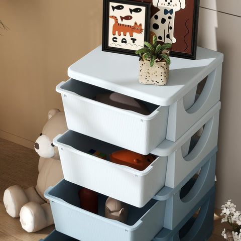 Rootz Storage Box - Children's Toy Organizer - Plastic Drawer Unit - Blue - 37cm x 37cm x 76cm - Rounded Edges for Safety
