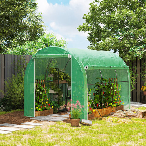Rootz Garden Tunnel Greenhouse - Plant Shelter, Weather Protection - 1 Door + 2 Roll-up Walls - 296cm x 196cm x 200cm
