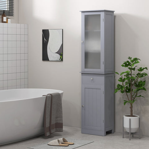 Rootz Bathroom Cabinet Furniture - Storage Solution - Space-Saving  Grey - 40cm x 27cm x 171.5cm - Waterproof & Scratch-Resistant