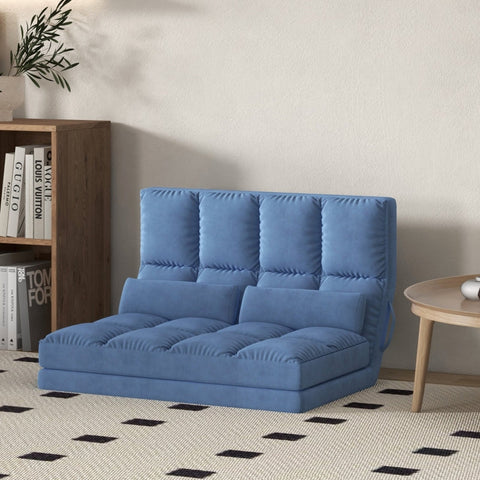 Rootz Floor Sofa Bed - Adjustable Backrest - Velvet Fabric - 2-in-1 Design - High Comfort - Durable Steel Frame - 102cm x 73cm x 60cm - Blue