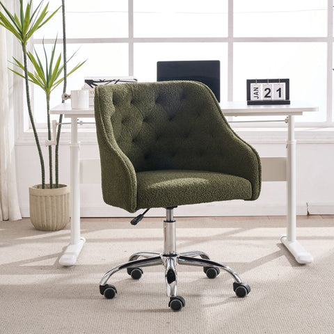 Rootz Teddy Velvet Office Chair - Swivel Chair - Ergonomic Seat - Ultimate Comfort - 56.48cm x 52.98cm x 90.5cm - Adjustable Height