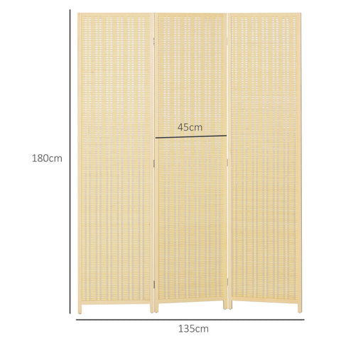 Rootz Room Divider - Foldable Partition - 3 Panel Divider - Natural Style - Privacy Enhancer - 135 x 180 cm