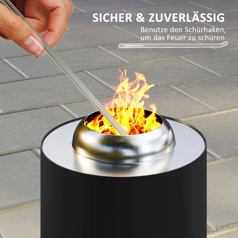 Rootz Fire Bowl Fireplace - Smoke-Free Fire Shells - Stainless Steel Fire Pit - Robust & Heat-Resistant - Ø16x25cm
