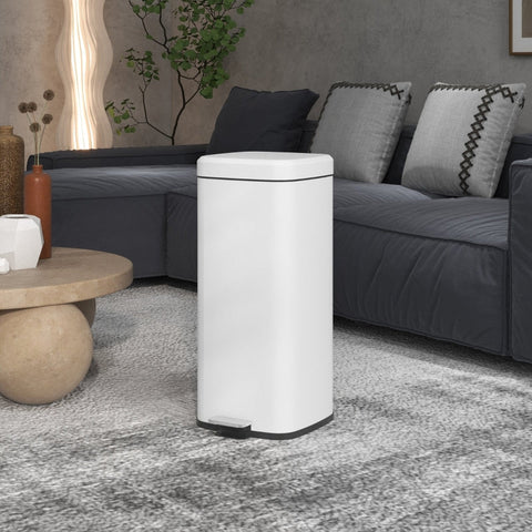 Rootz 30L Trash Can - Kitchen Bin - Garbage Container - Soft-Close Lid - Hold-Open Function - Fingerprint-Proof - 28cm x 35cm x 63.5cm