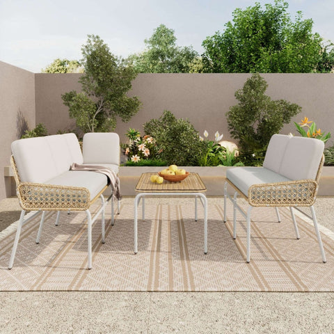 Rootz Polyrattan Set - Outdoor Furniture - Garden Lounge Set - UV-Resistant Cushions - 180cm x 180cm x 90cm