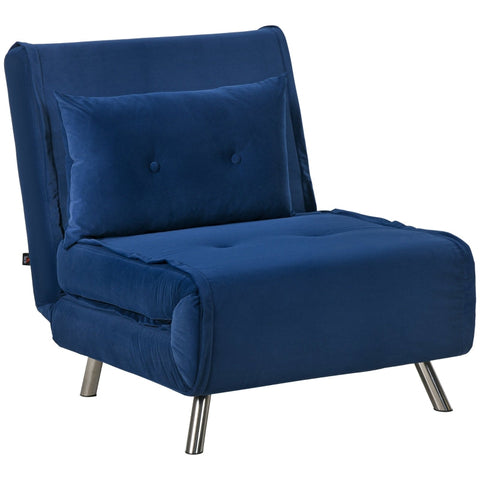 Rootz Reclining Chair - Lounge Chair - Single Bed - Ultimate Comfort - Adjustable Backrest - Velvet Fabric - 77cm x 88cm x 83cm (Chair) - 191cm x 77cm x 27cm (Bed)