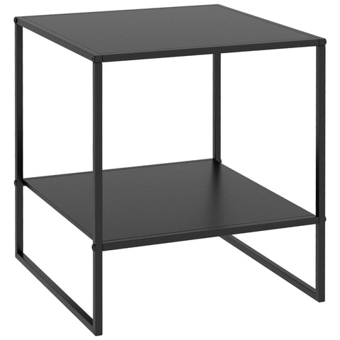 Rootz Industrial Design Side Table - Coffee Table - Bedside Table - 2 Levels of Storage - Sturdy Steel Frame - 40cm x 40cm x 45cm