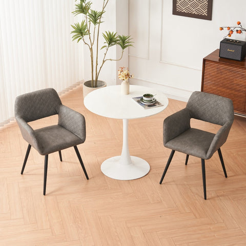 Rootz 2 Piece Set Makeup Chairs - Beauty Chairs - Comfort Seating - Ergonomic Support - 58cm x 56cm x 80cm - Cement Gray Faux Leather