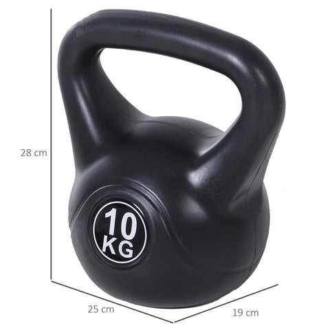 Rootz Kettlebell Dumbbell 10kg - Heavyweight Fitness Tool - Strength Training Equipment - Sand Filled - 25cm x 19cm x 28cm - Black