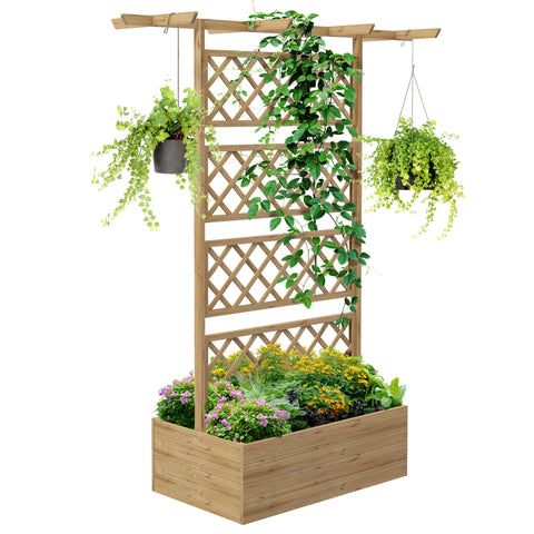 Rootz Plant Box with Trellis - Climbing Plant Box - Raised Balcony Bed - Strong Fir Wood - 160cm x 55cm x 183cm