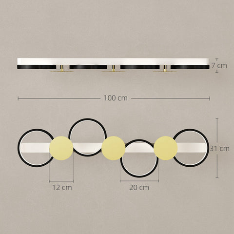 Rootz LED Ceiling Light - Living Room Lamp - Flush Mount Fixture - Remote Dimming - Modern Black + Gold - 100x31x7cm - 38W 1500LM 3000K-6500K