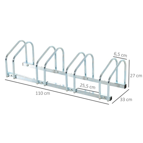 Rootz 4 Bike Stand - Bicycle Rack - Cycle Holder - Weatherproof - 110L x 33W x 27H cm - Steel Construction - Space-Saving Design