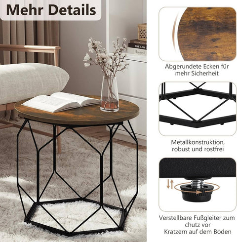 Rootz 2 Set Coffee Table - Living Room Furniture - Brown - Easy to Clean - 50x45x50cm & 40x36x40cm