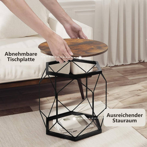 Rootz 2 Set Coffee Table - Living Room Furniture - Brown - Easy to Clean - 50x45x50cm & 40x36x40cm