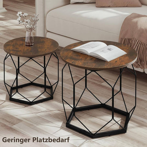 Rootz 2 Set Coffee Table - Living Room Furniture - Brown - Easy to Clean - 50x45x50cm & 40x36x40cm