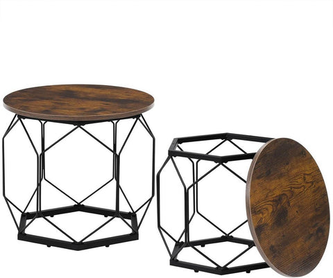 Rootz 2 Set Coffee Table - Living Room Furniture - Brown - Easy to Clean - 50x45x50cm & 40x36x40cm