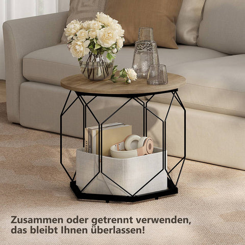 Rootz 2 Set Coffee Tables - Living Room Tables - Side Tables - High Quality & Versatile - 50x45x50cm, 40x36x40cm -Brown Wood Look