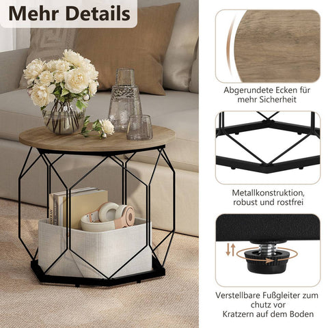 Rootz 2 Set Coffee Tables - Living Room Tables - Side Tables - High Quality & Versatile - 50x45x50cm, 40x36x40cm -Brown Wood Look